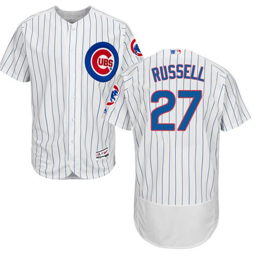Cubs #27 Addison Russell White Flexbase Authentic Collection Stitched MLB Jersey - Click Image to Close